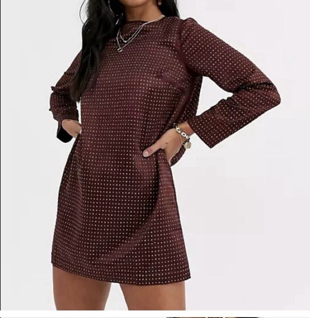 ASOS DESIGN Petite mini shift dress Womens Size 6 stud embellishment Shirt NWT